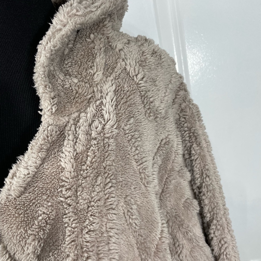 Plush Taupe Hooded Sherpa Sweater Size 2XL CB- - Picture 3 of 8
